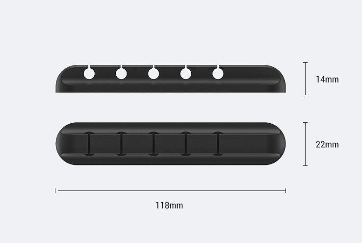 Three-slot cable clips holding charging cables
