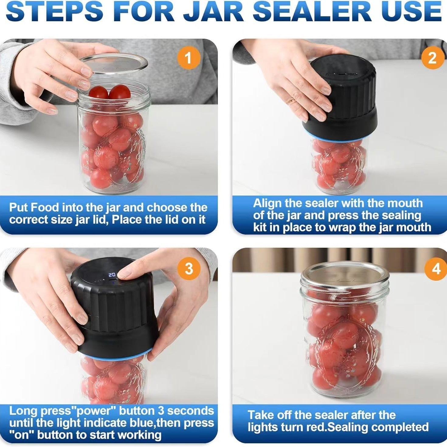 Electric mason-jar vacuum sealer in use